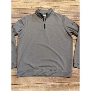 Peter Millar Perth 1/4 Zip Mens Large Blue Striped Crown Sport Golf Activewear